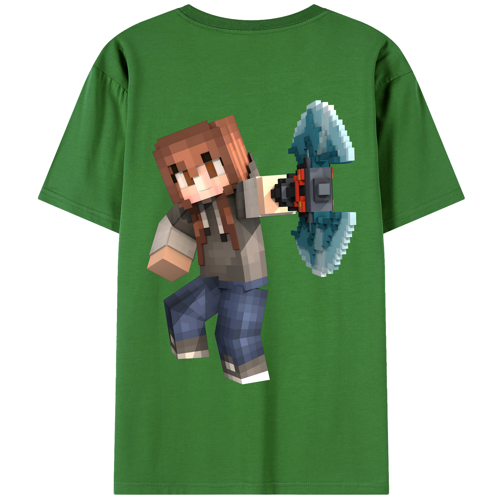 （画像用） マインクラフト ブロックの世界 Minecraft MC Block world レディース半袖Tシャツ(バックプリント)